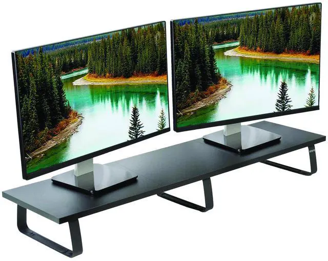 Main image of VIVO Black Wood 39" Wide Desktop Stand Ergonomic TV Monitor Riser Desk Organizer