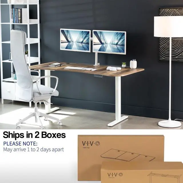 Alt view image 5 of 7 - VIVO Electric 2-Motor 63x 32 Standup Desk w/ Memory Controller, Reclaimed Wood Table Top, White Frame (DESK-KIT-E2W1P)