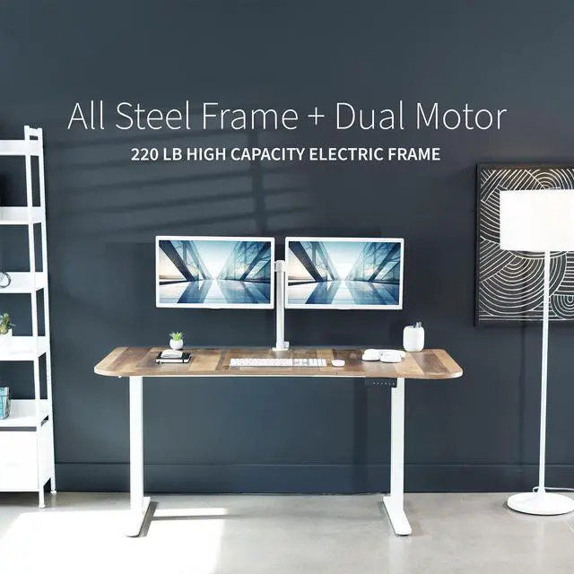 Alt view image 6 of 7 - VIVO Electric 2-Motor 63x 32 Standup Desk w/ Memory Controller, Reclaimed Wood Table Top, White Frame (DESK-KIT-E2W1P)