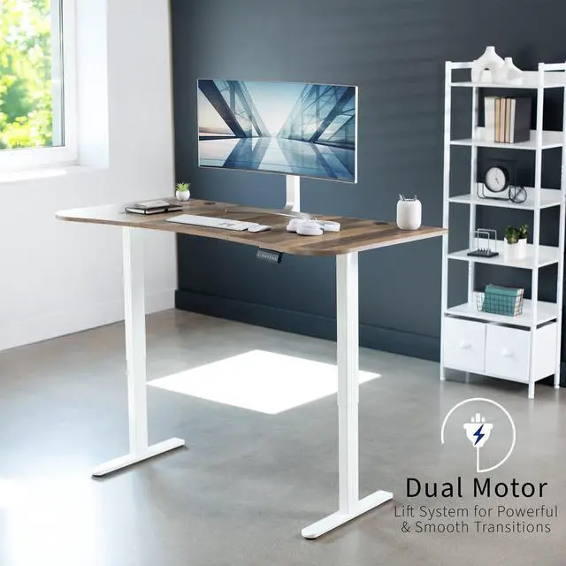 Alt view image 2 of 7 - VIVO Electric 2-Motor 63x 32 Standup Desk w/ Memory Controller, Reclaimed Wood Table Top, White Frame (DESK-KIT-E2W1P)