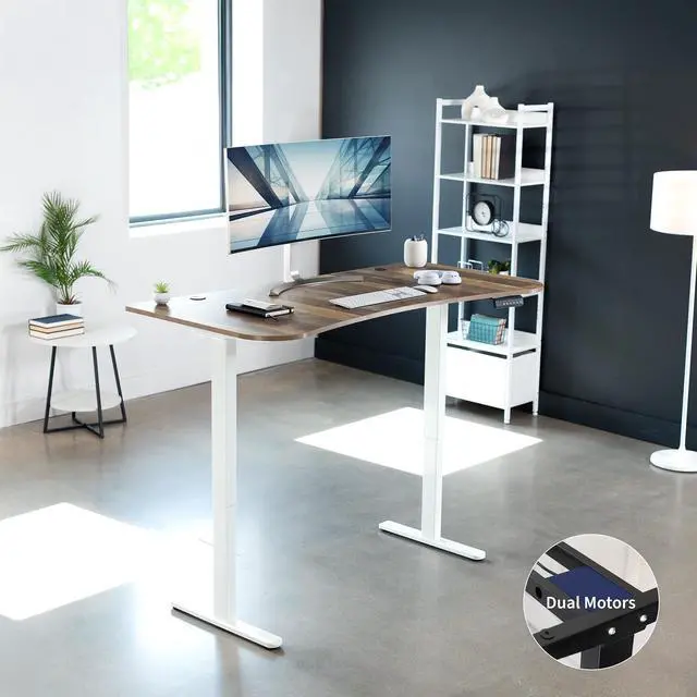 Alt view image 4 of 7 - VIVO Electric 2-Motor 63x 32 Standup Desk w/ Memory Controller, Reclaimed Wood Table Top, White Frame (DESK-KIT-E2W1P)