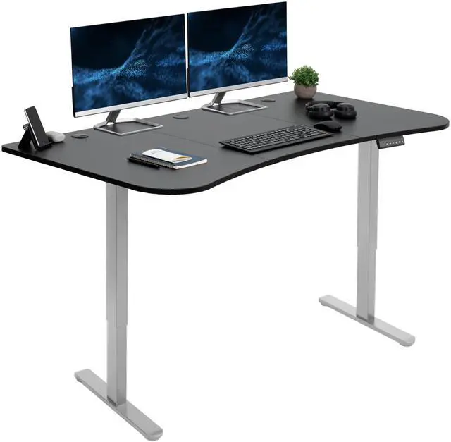 Main image of VIVO Electric 63 x 32 Stand Up Desk, Black Table Top, Gray Frame