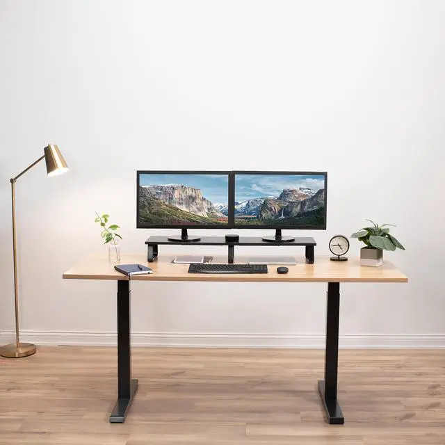 Alt view image 7 of 8 - VIVO Black Wood 39" Wide Desktop Stand Ergonomic TV Monitor Riser Desk Organizer