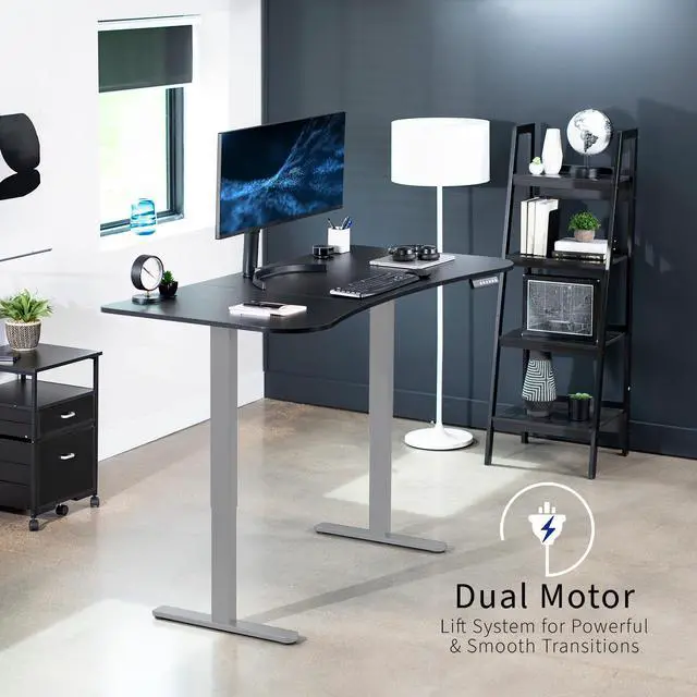 Alt view image 4 of 7 - VIVO Electric 63 x 32 Stand Up Desk, Black Table Top, Gray Frame