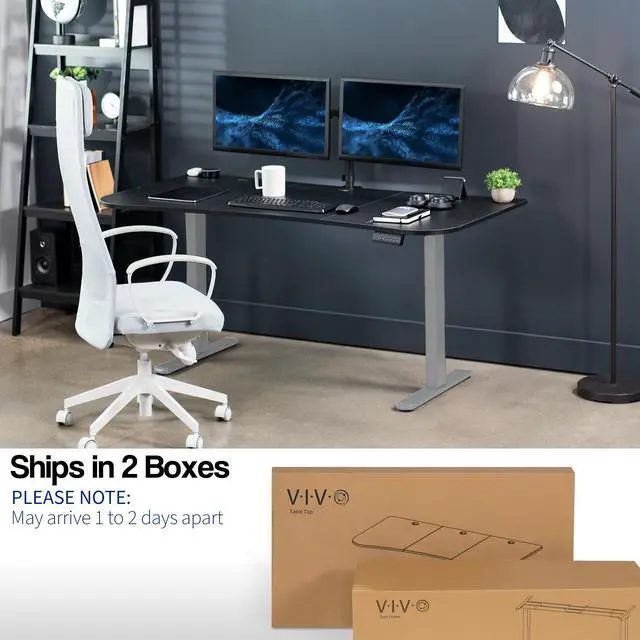 Alt view image 5 of 7 - VIVO Electric 63 x 32 Stand Up Desk, Black Table Top, Gray Frame