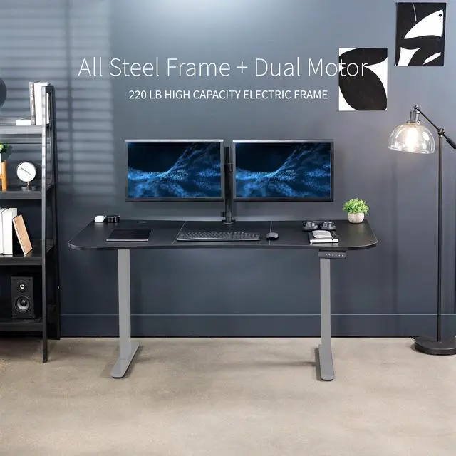 Alt view image 6 of 7 - VIVO Electric 63 x 32 Stand Up Desk, Black Table Top, Gray Frame