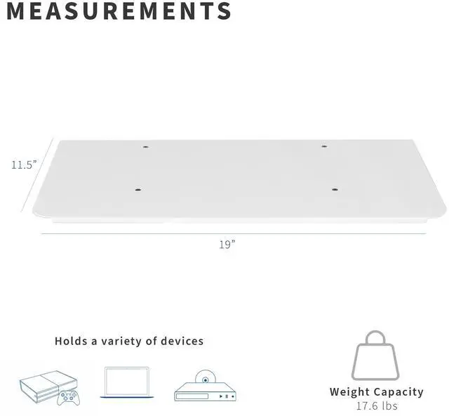 Alt view image 2 of 7 - VIVO Attachable Shelf for STAND-TV03W TV Cart Series (SHELF-TV03W)