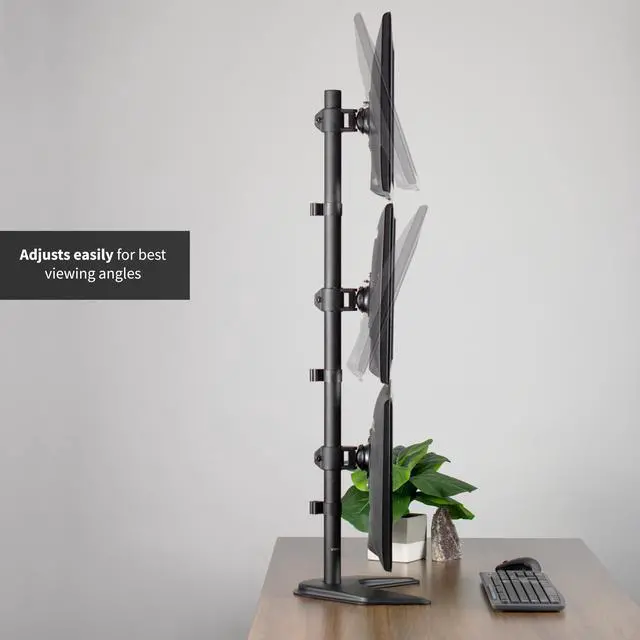 Alt view image 5 of 6 - VIVO Triple LCD Monitor Desk Stand, Desktop Mount, Free Standing Vertical 3 Screens up to 27" (STAND-V003D)