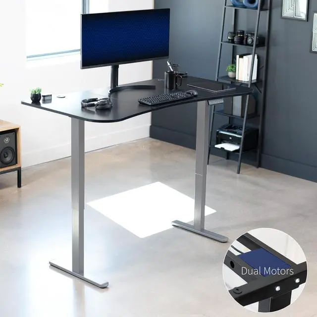 Alt view image 2 of 7 - VIVO Electric 2-Motor 63 x 32 Standup Desk w/ Memory Controller, Carbon Fiber Table Top, Gray Frame (DESK-KIT-E2G1R)