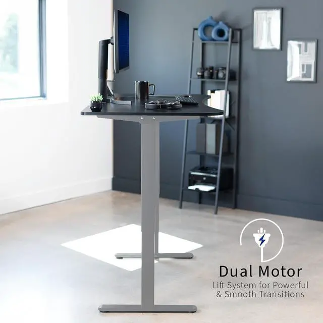 Alt view image 4 of 7 - VIVO Electric 2-Motor 63 x 32 Standup Desk w/ Memory Controller, Carbon Fiber Table Top, Gray Frame (DESK-KIT-E2G1R)