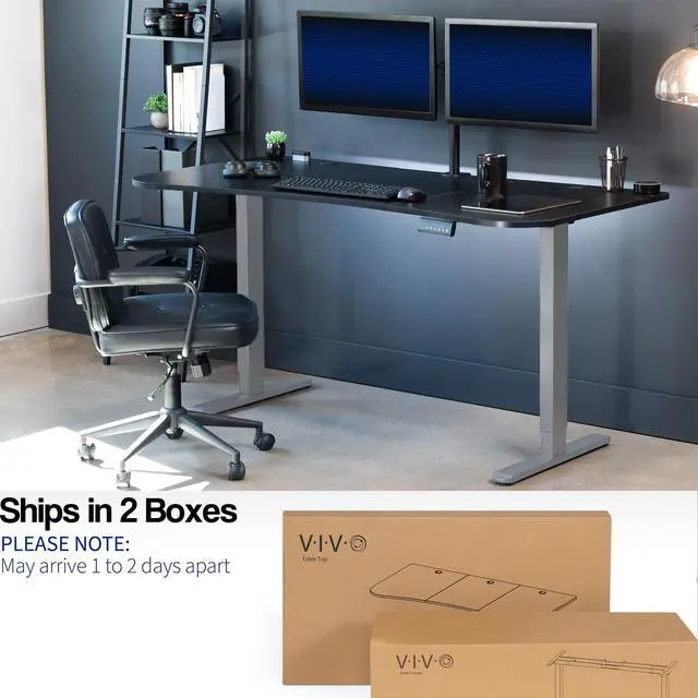 Alt view image 5 of 7 - VIVO Electric 2-Motor 63 x 32 Standup Desk w/ Memory Controller, Carbon Fiber Table Top, Gray Frame (DESK-KIT-E2G1R)