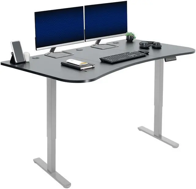 Main image of VIVO Electric 2-Motor 63 x 32 Standup Desk w/ Memory Controller, Carbon Fiber Table Top, Gray Frame (DESK-KIT-E2G1R)
