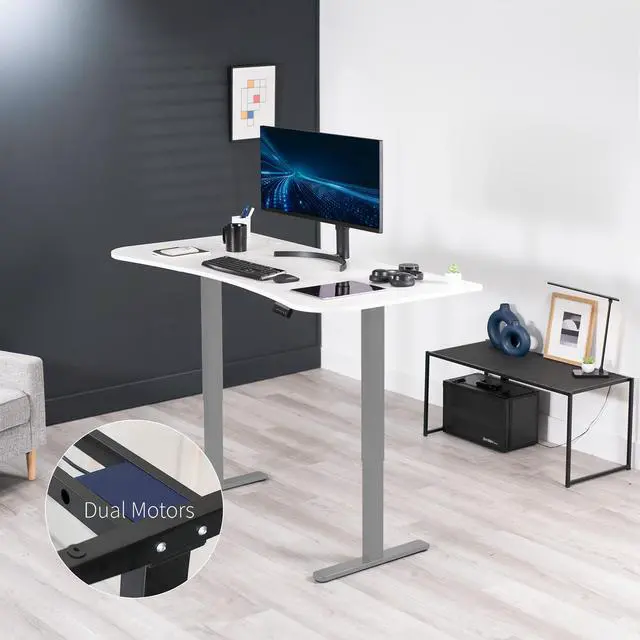 Alt view image 2 of 7 - VIVO Electric 2-Motor 63 x 32 Standup Desk w/ Memory Controller, White Table Top, Gray Frame (DESK-KIT-E2G1W)