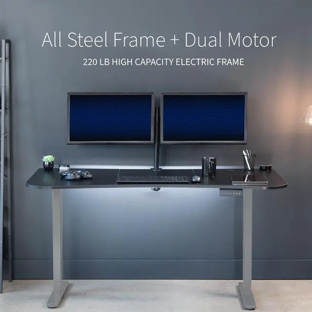 Alt view image 6 of 7 - VIVO Electric 2-Motor 63 x 32 Standup Desk w/ Memory Controller, Carbon Fiber Table Top, Gray Frame (DESK-KIT-E2G1R)