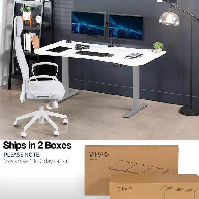 Alt view image 5 of 7 - VIVO Electric 2-Motor 63 x 32 Standup Desk w/ Memory Controller, White Table Top, Gray Frame (DESK-KIT-E2G1W)