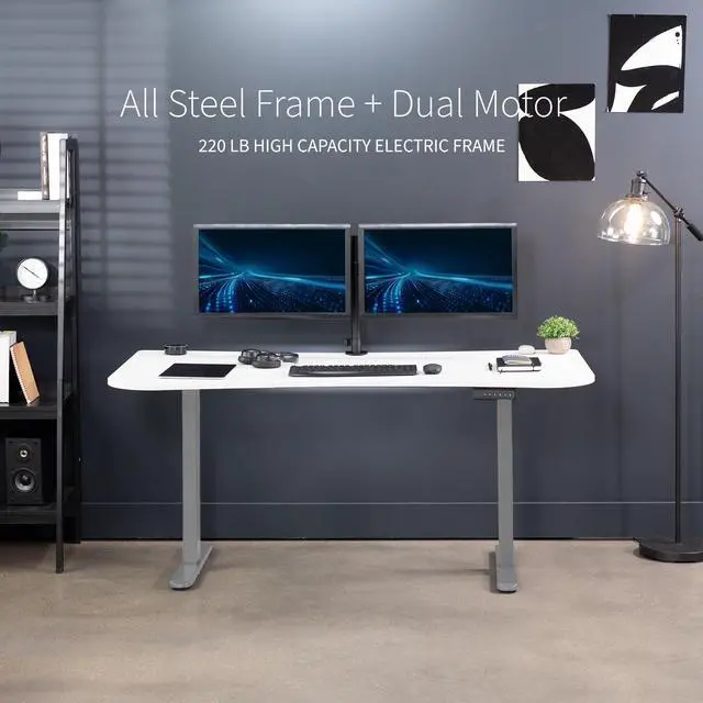 Alt view image 6 of 7 - VIVO Electric 2-Motor 63 x 32 Standup Desk w/ Memory Controller, White Table Top, Gray Frame (DESK-KIT-E2G1W)