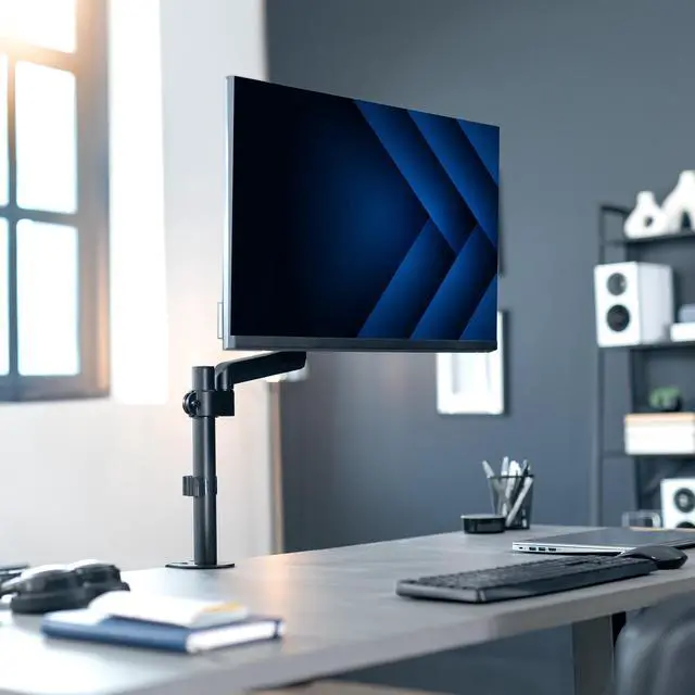 Alt view image 2 of 7 - VIVO Black Single Monitor Pneumatic Spring Arm Sit-Stand Desk Mount for One Computer Screen up to 32" (STAND-V001K)
