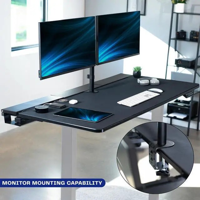 Alt view image 7 of 7 - VIVO Electric 60" x 30" Desk, Full Pad, Black Hidden Cable Tabletop, Gray Frame