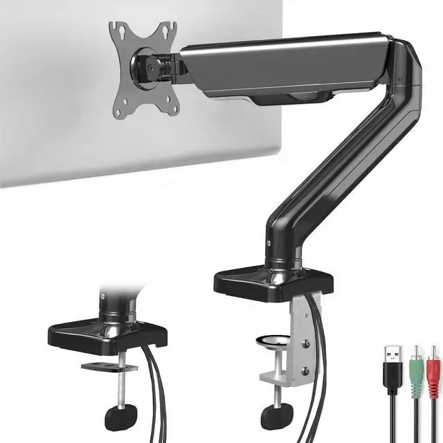 Main image of VIVO Counterbalance Gas Spring Desk Mount Monitor Stand w/ USB and Audio Ports | Fits Screens 13" to 32" (STAND-V001OU)
