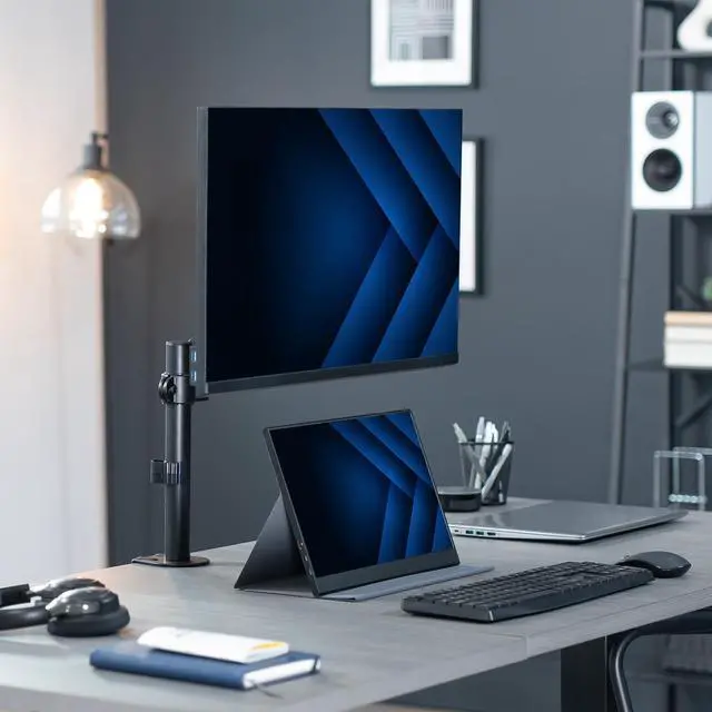 Alt view image 6 of 7 - VIVO Black Single Monitor Pneumatic Spring Arm Sit-Stand Desk Mount for One Computer Screen up to 32" (STAND-V001K)