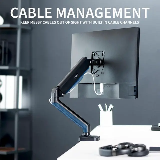 Alt view image 7 of 7 - VIVO Counterbalance Gas Spring Desk Mount Monitor Stand w/ USB and Audio Ports | Fits Screens 13" to 32" (STAND-V001OU)