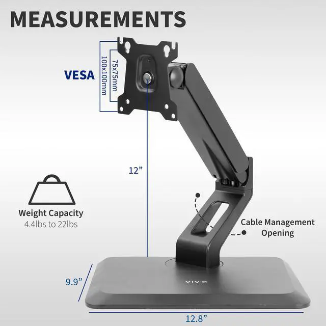 Alt view image 4 of 14 - VIVO Freestanding Pneumatic Spring Arm Mount, Tabletop Stand for 17" to 32" Touch Screens & Monitors (STAND-V001R)