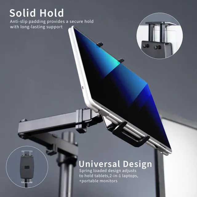 Alt view image 5 of 7 - VIVO Single Laptop Desk Mount, VESA Adapter for Tablets, 2-in-1 Laptops, & 15.6" Portable Monitors, Black, STAND-V001UVM
