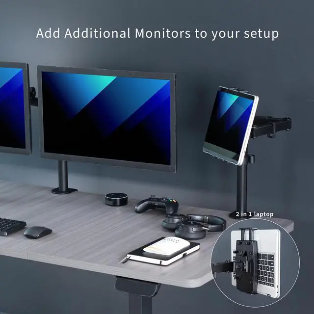 Alt view image 4 of 7 - VIVO Single Laptop Desk Mount, VESA Adapter for Tablets, 2-in-1 Laptops, & 15.6" Portable Monitors, Black, STAND-V001UVM