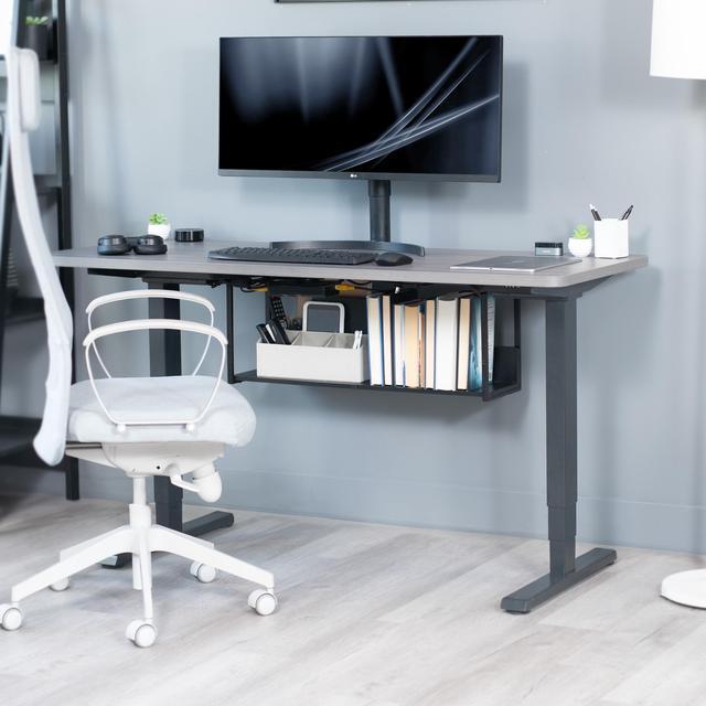 Alt view image 2 of 7 - VIVO Black 30" Under Desk Shelf Storage Organizer System, DESK-SHELF30-UB