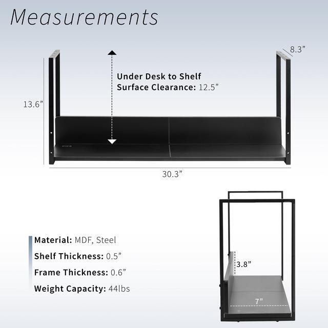 Alt view image 3 of 7 - VIVO Black 30" Under Desk Shelf Storage Organizer System, DESK-SHELF30-UB
