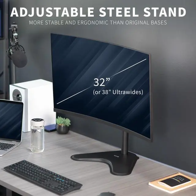Alt view image 2 of 7 - VIVO Black Single LCD Monitor Free-Standing Desk Stand, Adjustable Tilt, Fits 1 Screen (STAND-V001H)