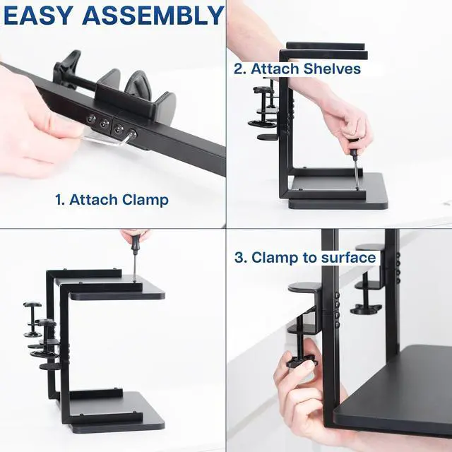 Alt view image 7 of 7 - VIVO Black 16" Clamp-on Flexible Shelving Unit Organizer for Desk Accessories
