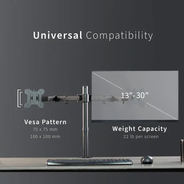 Alt view image 7 of 7 - VIVO Black Dual Monitor Desk Mount Adjustable Stand, Fits Screens up to 30"