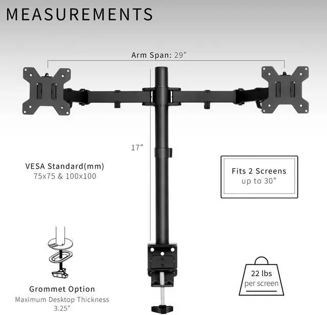 Alt view image 6 of 7 - VIVO Black Dual Monitor Desk Mount Adjustable Stand, Fits Screens up to 30"
