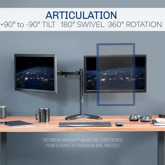 Alt view image 4 of 7 - VIVO Black Dual Monitor Articulating Desk Stand Mount, Fits Up to 27" Screens