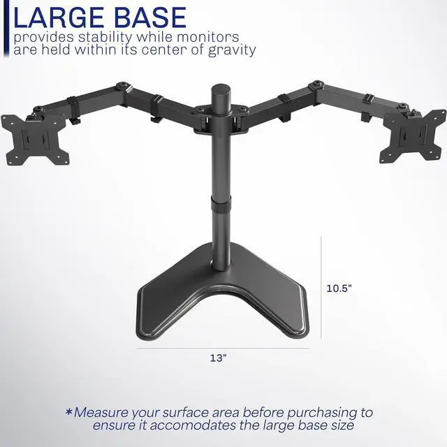 Alt view image 5 of 7 - VIVO Black Dual Monitor Articulating Desk Stand Mount, Fits Up to 27" Screens