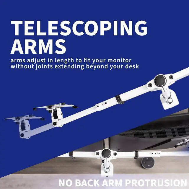 Alt view image 4 of 7 - VIVO White Telescoping Dual 21" to 32" LCD Monitor Desk Mount Stand, Heavy Duty, Fully Adjustable (STAND-V002EW)