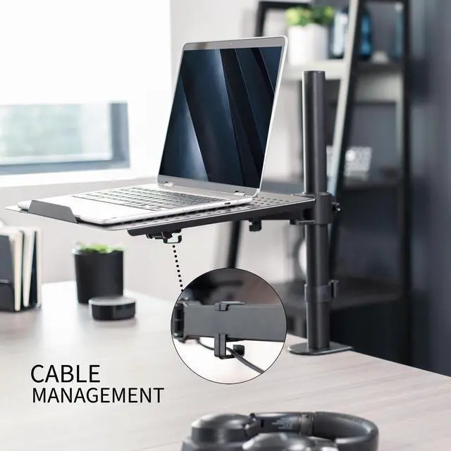 Alt view image 7 of 7 - VIVO Black Single Laptop Notebook Desk Mount, Fully Adjustable Extension Clamp
