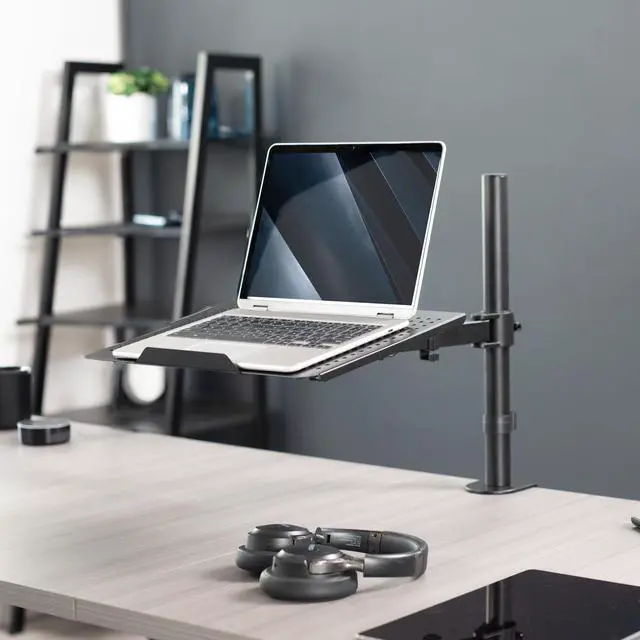 Alt view image 2 of 7 - VIVO Black Single Laptop Notebook Desk Mount, Fully Adjustable Extension Clamp