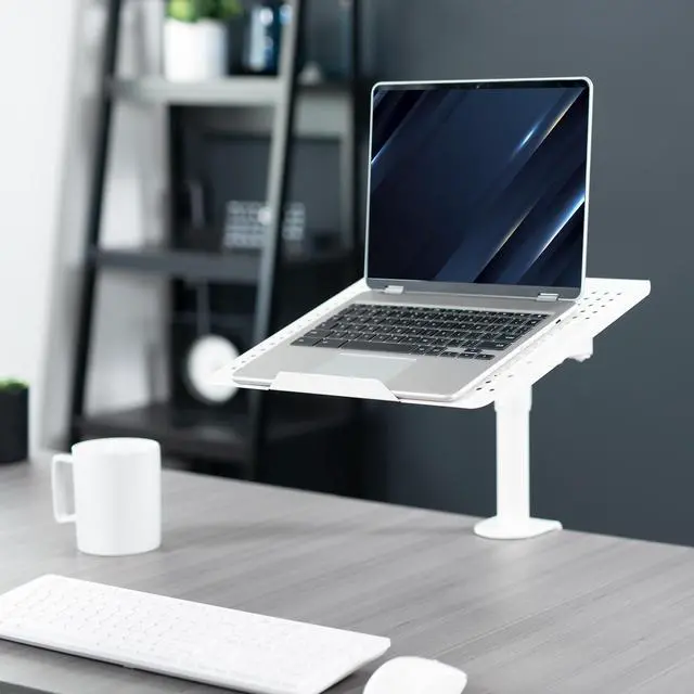 Alt view image 2 of 8 - VIVO White Single Laptop Notebook Desk Mount, Fully Adjustable Extension Clamp