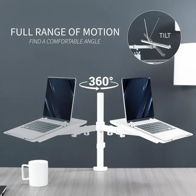 Alt view image 4 of 8 - VIVO White Single Laptop Notebook Desk Mount, Fully Adjustable Extension Clamp