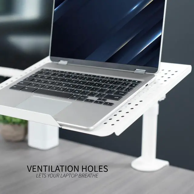 Alt view image 6 of 8 - VIVO White Single Laptop Notebook Desk Mount, Fully Adjustable Extension Clamp