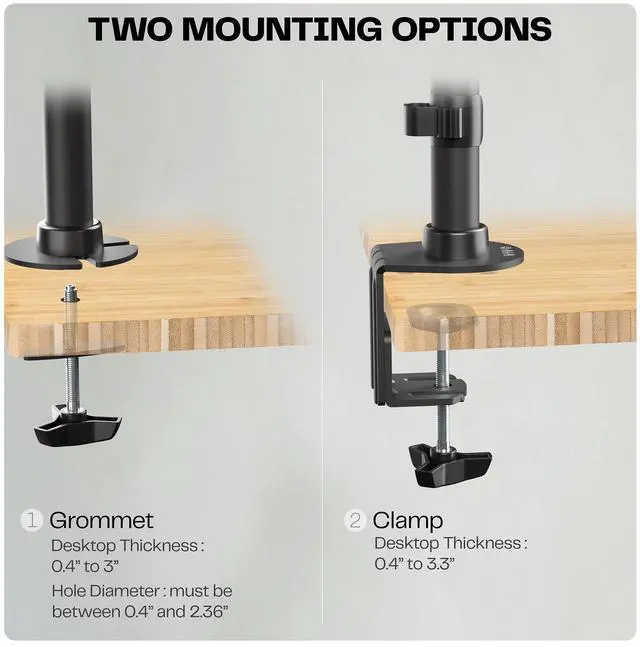 Alt view image 7 of 7 - VIVO Dual Computer Monitor Desk Mount Stand, Vertical Array for 2 Ultrawide Screens up to 34" (STAND-V002R)