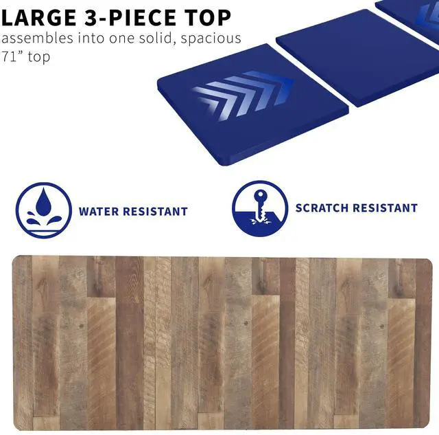 Alt view image 6 of 7 - VIVO Reclaimed Wood 71 x 30 inch Universal Table Top for Sit Stand Desk Frames