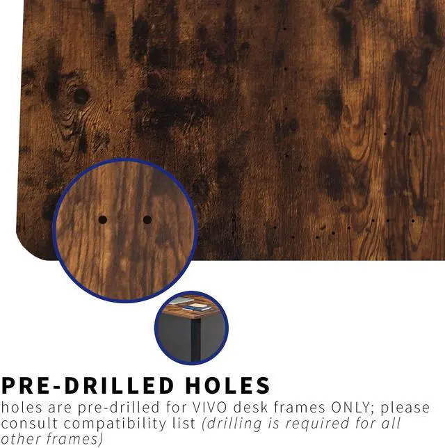 Alt view image 4 of 7 - VIVO Rustic Vintage Brown 71x36 inch Universal Tabletop for Sit Stand Desk Frame