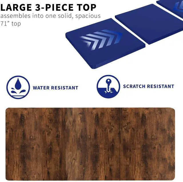 Alt view image 5 of 7 - VIVO Rustic Vintage Brown 71x36 inch Universal Tabletop for Sit Stand Desk Frame