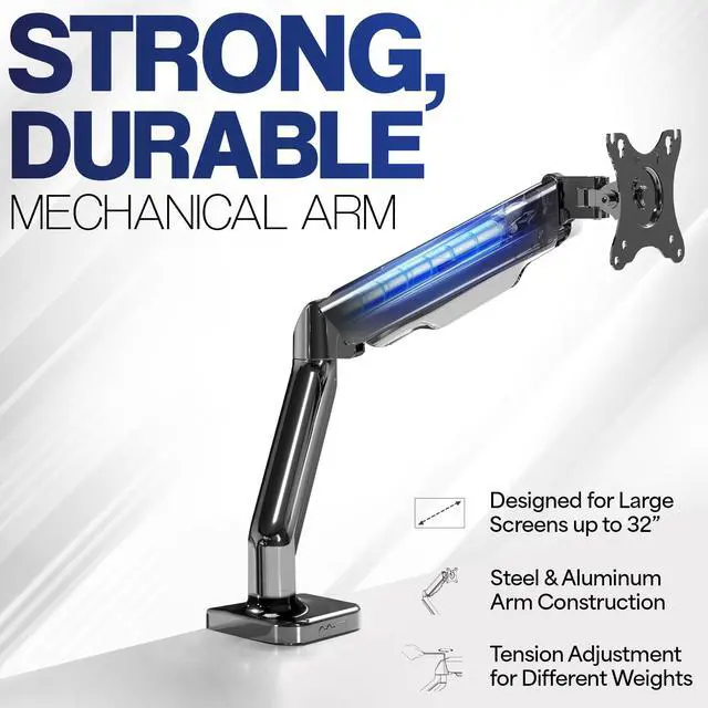 Alt view image 3 of 8 - Single Monitor Mechanical Spring Desk Mount Stand, Fits Computer Screens to 32"