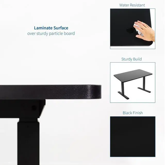 Alt view image 6 of 7 - VIVO Black 63 x 32 inch Universal Table Top for Height Adjustable Standing Desk Frames with Built-in Power Strip (DESK-TOP1AC-B)
