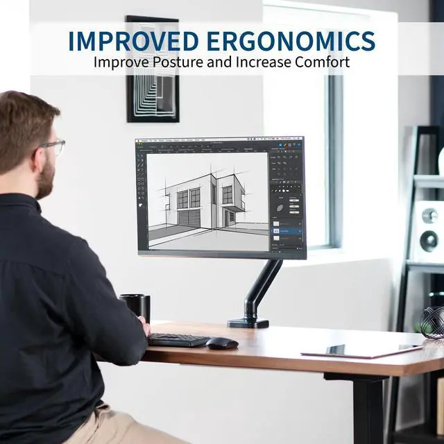 Alt view image 6 of 8 - Single Monitor Mechanical Spring Desk Mount Stand, Fits Computer Screens to 32"