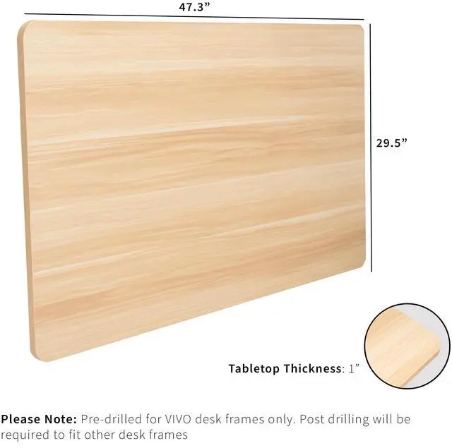 Alt view image 3 of 7 - VIVO Light Wood 48 x 30 inch Universal Table Top for Sit to Stand Desk Frames